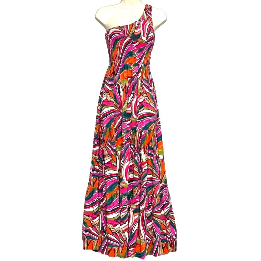 ✨NEW! Anthropologie Abel the Label One Shoulder Tiered Swing Farm Rio Maxi Dress
